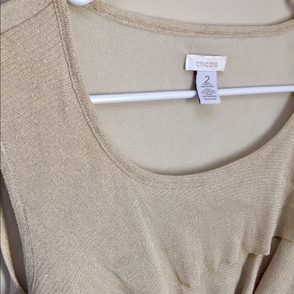 Chico’s gold tone layered top, size 2 - Picture 2 of 6
